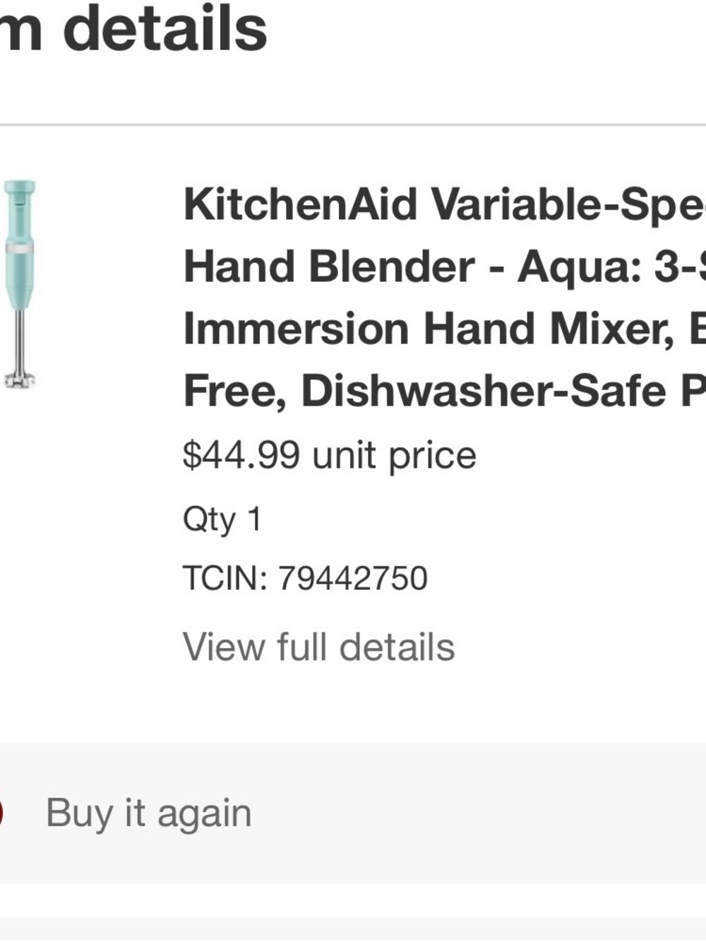 KitchenAid Aqua Hand Blender — Immersion Stick in Aqua and Silver